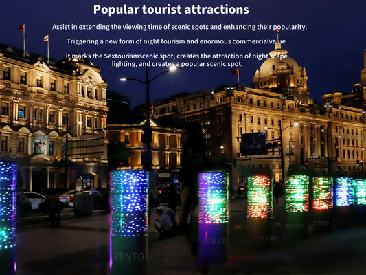 ZENTO Led Anti-Collision Stone Bollard Driveway Road Blocker Luminosa Bola de obstáculo Columna de guardia al aire libre con patrón brillante